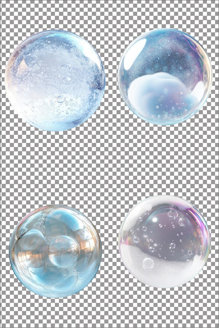 Burbuja de jabón de espuma blanca Agente de limpieza ligero y lúdico PNG aislado hiperrealista con Clear Tr
