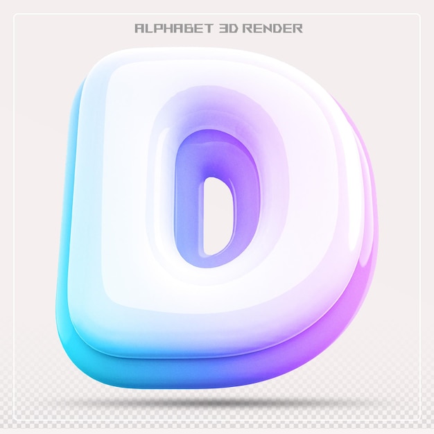 Burbuja letra D gradiente de fuente Alfabeto renderizado en 3d