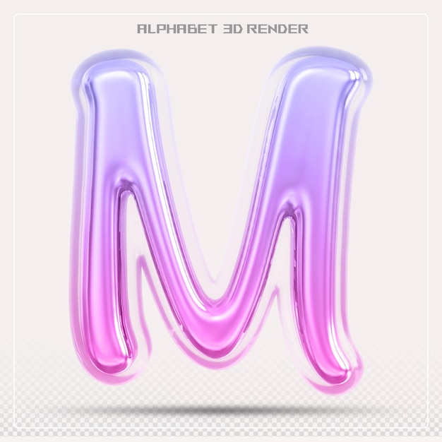 Burbuja letra M gradiente de fuente Alfabeto renderizado en 3d