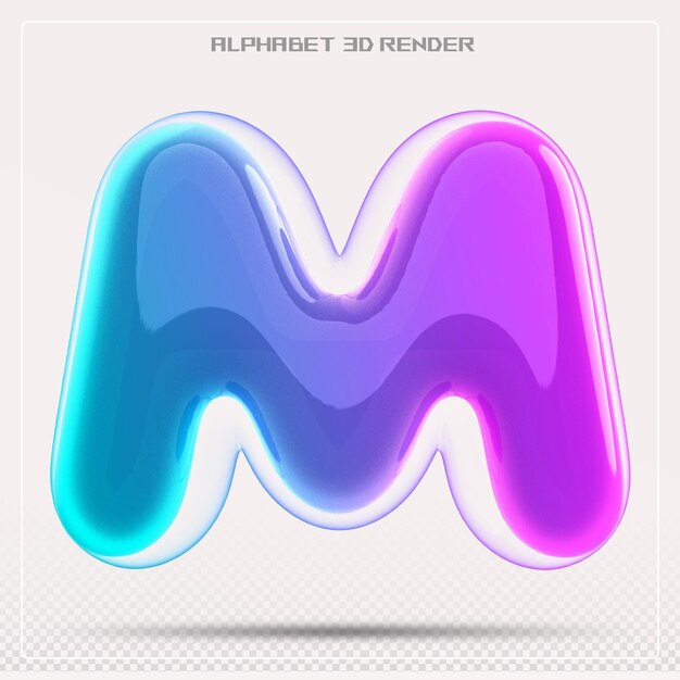 Burbuja letra M gradiente de fuente Alfabeto renderizado en 3d