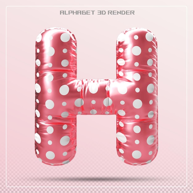 Burbuja letra rosa fuente H Alfabeto renderizado en 3D