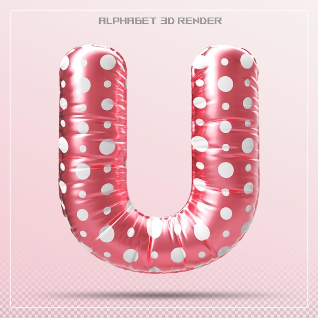 Burbuja letra rosa fuente U Alfabeto renderizado en 3D