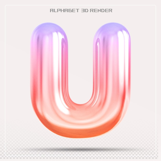 Burbuja letra U gradiente de fuente Alfabeto renderizado en 3d
