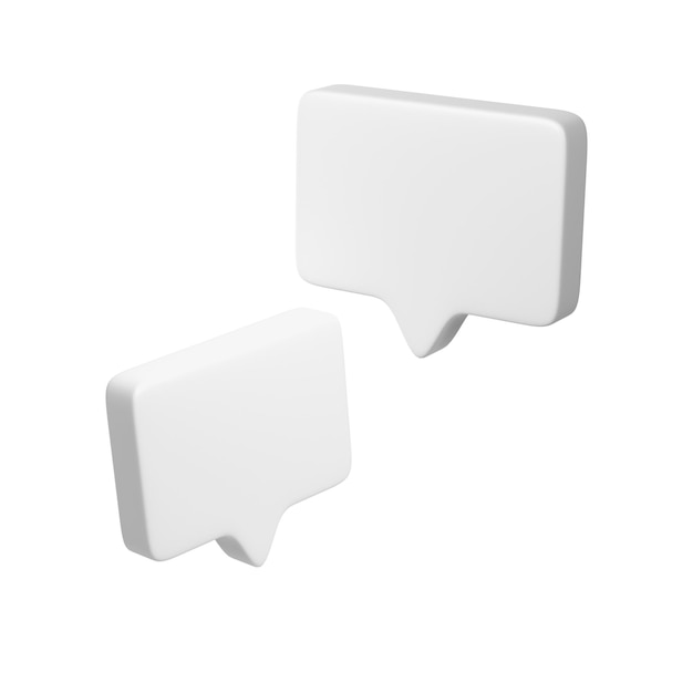 Burbuja de texto 3D Dos marcos blancos Comunicación de icono de concepto de plataforma en línea de redes sociales