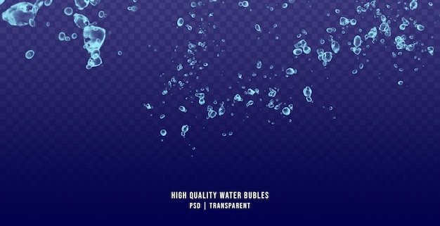 Burbujas de agua realistas de alta calidad aisladas en un fondo transparente