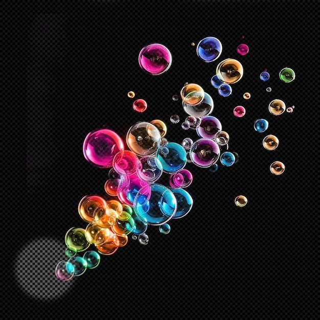 PSD las burbujas de aire coloridas tienen un efecto de fondo transparente