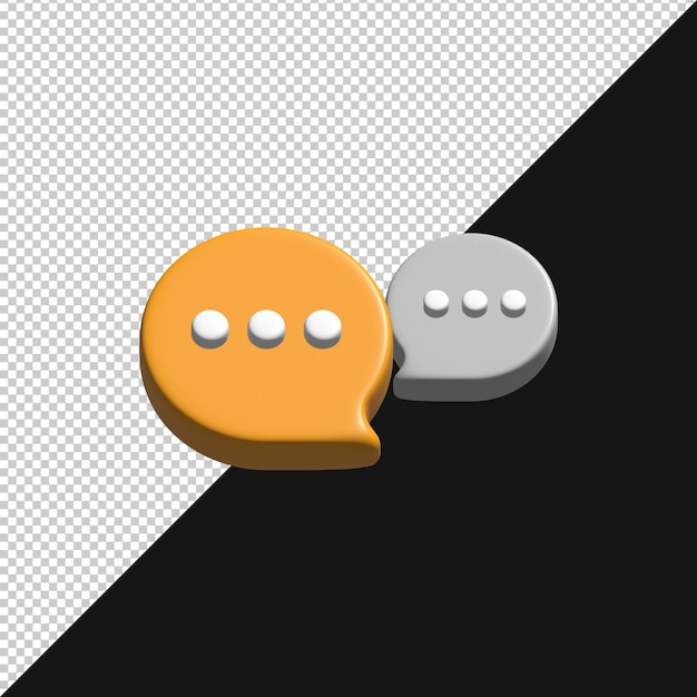 Burbujas de chat renderizadas en 3D para comunicación y mensajería