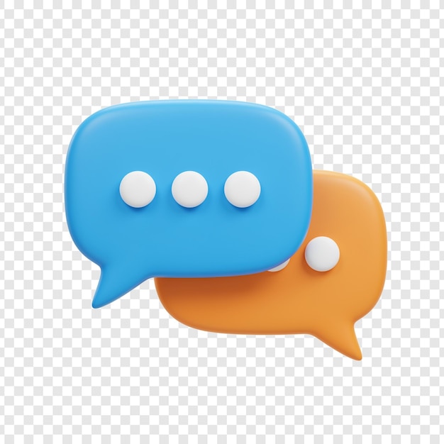 Burbujas de habla renderizadas en 3D para chatear y comunicarse sobre un fondo transparente