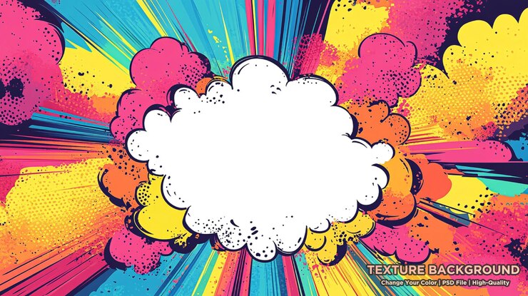 PSD burbujas de habla de texto en blanco cómico en ilustración vectorial de estilo pop art