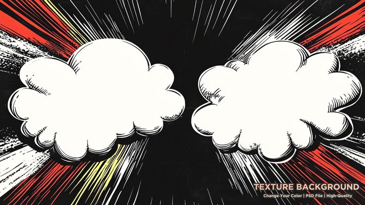 PSD burbujas de habla de texto en blanco cómico en ilustración vectorial de estilo pop art