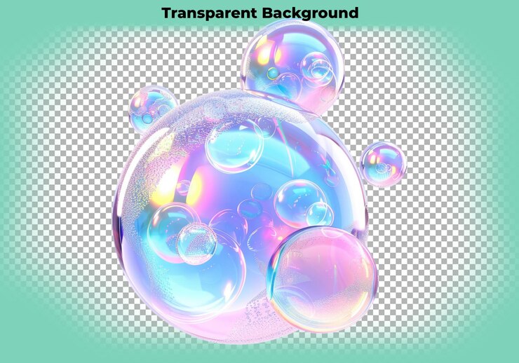 PSD burbujas de jabón aisladas con fondo transparente recorte en png