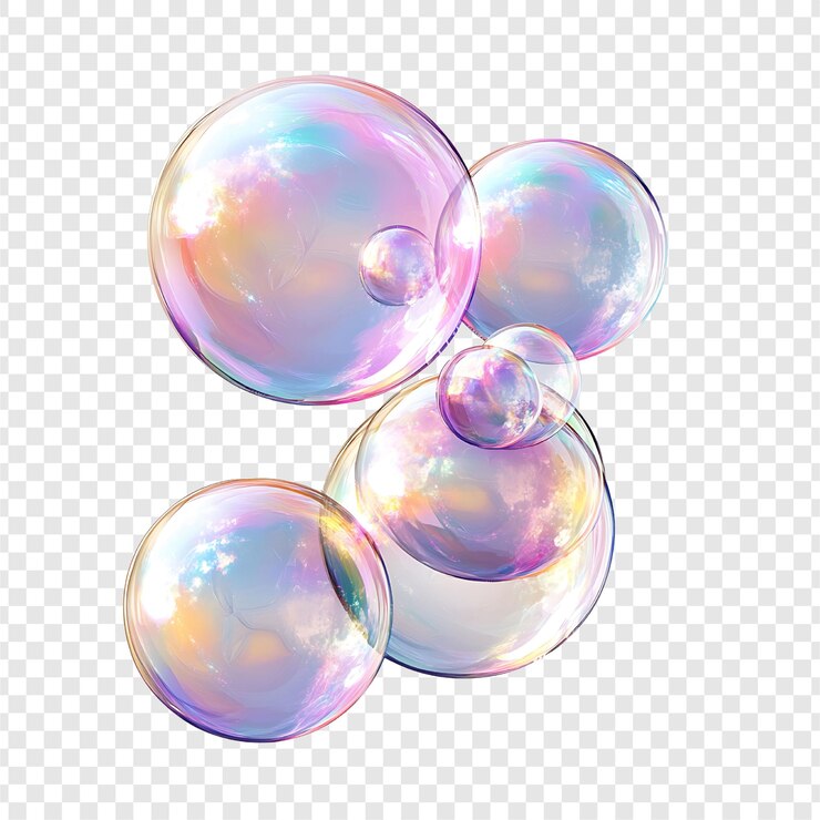 PSD burbujas de jabón flotantes de fondo transparente en png