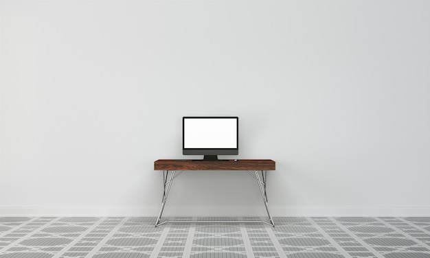 Bureau de l'espace de travail avec mur à l'intérieur de la maison