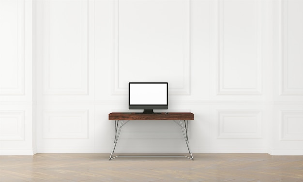 Bureau de l'espace de travail avec mur à l'intérieur de la maison