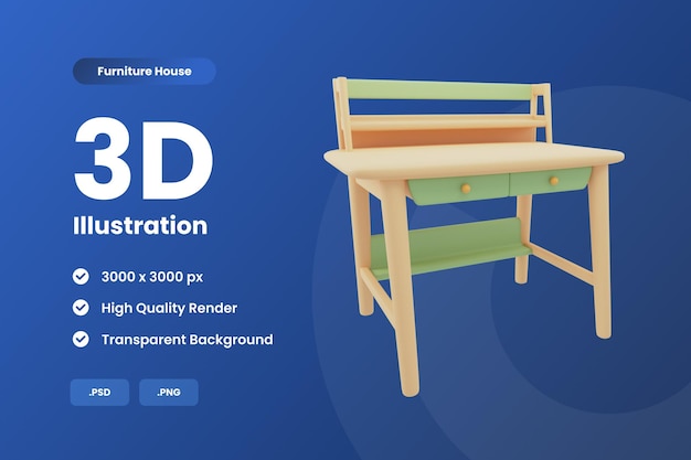 PSD bureau d'illustration 3d