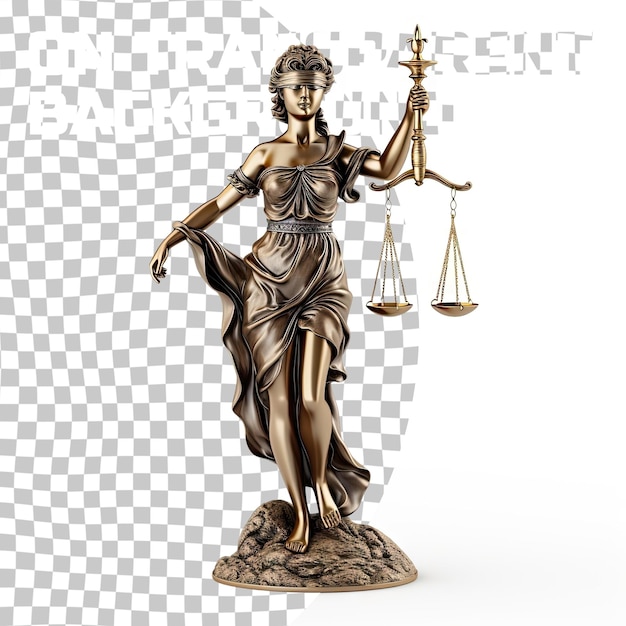 PSD bureau juridique de l'avocat modèle juridique statue de thémis déesse de la justice isolée sur ba transparent