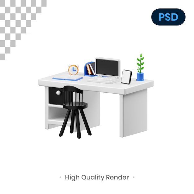 Bureau lumineux Illustration de rendu 3D Premium Psd