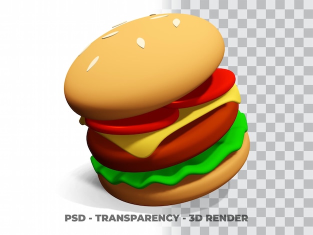 Burger 3D avec fond transparent