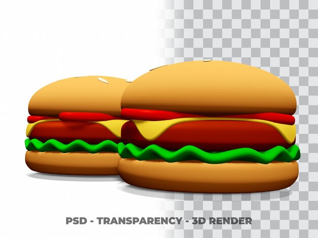 Burger 3D avec fond transparent