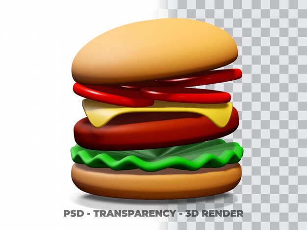 Burger 3D avec fond transparent