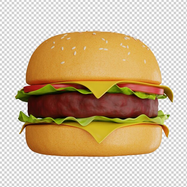 Burger 3d ilustración realista