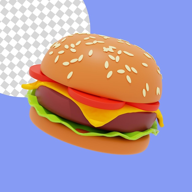 PSD burger 3d sans arrière-plan