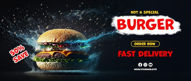 Burger ads affiches de burger avec un délicieux fond de burger