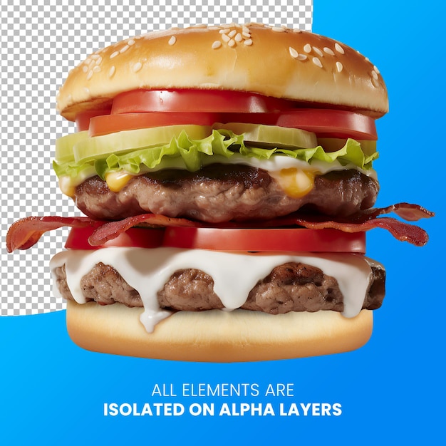 PSD burger aislado del fondo en el psd