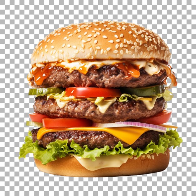 PSD burger auf durchsichtigem hintergrund