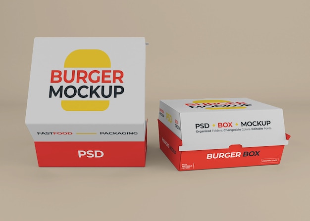 Burger Box Verpackung Modell Design isoliert