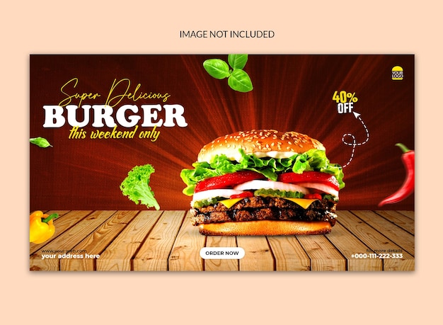 burger chaud et délicieux et menu de nourriture conception de bannières web de médias sociaux.