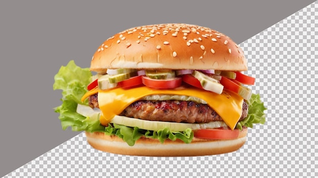 Burger de carne fresca isolado sobre um fundo transparente