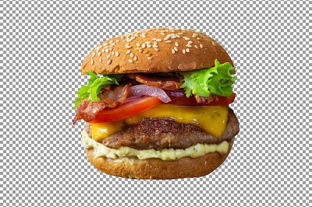 Burger de frango rápido PSD em fundo isolado e transparente