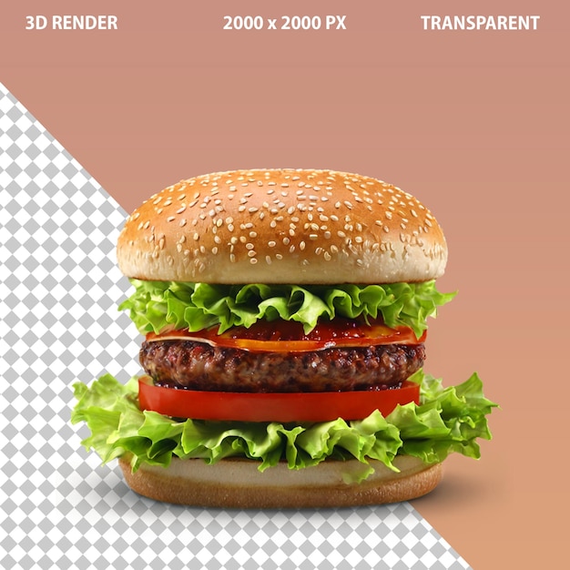 Burger de junk food fresco em fundo transparente