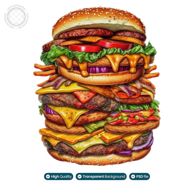 Burger Delight Allettante illustrazione di fast food con sapori irresistibili