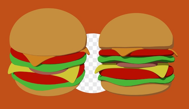 PSD burger de dessins animés en 3d