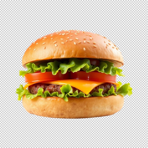 Burger di manzo fresco isolato su uno sfondo trasparente