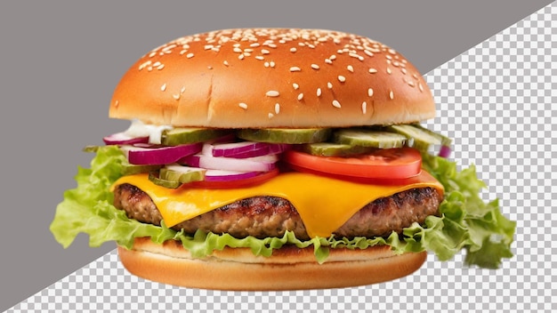Burger di manzo fresco isolato su uno sfondo trasparente