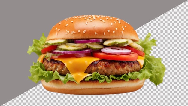 Burger di manzo fresco isolato su uno sfondo trasparente