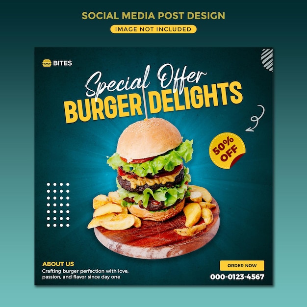 Burger Fast Food Social Media Post Design Facebook e Instagram