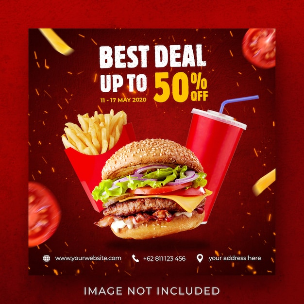 Burger food menü promotion instagram post banner vorlage