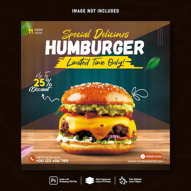Burger Food Social Media Banner Post Vorlage