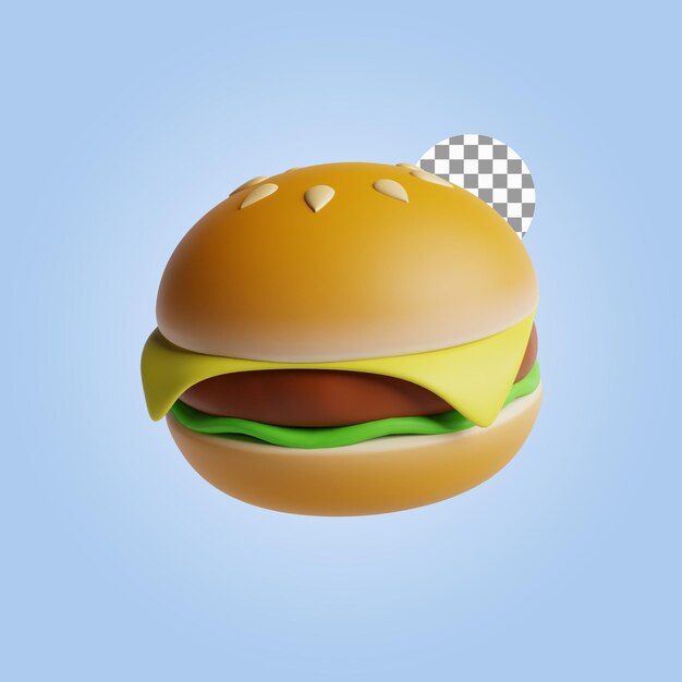 PSD burger avec galette et fromage illustration de rendu 3d