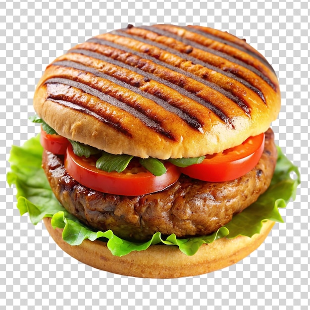 PSD burger grillé isolé sur un fond transparent