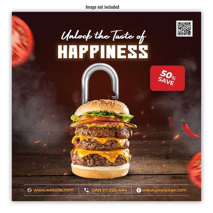 PSD burger happiness social media food post