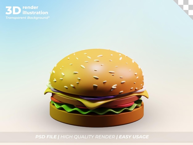 PSD burger illustration de rendu 3d