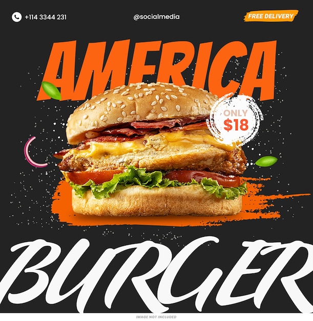 PSD burger instagram post template psd design layout de modelo de comida de mídia social.