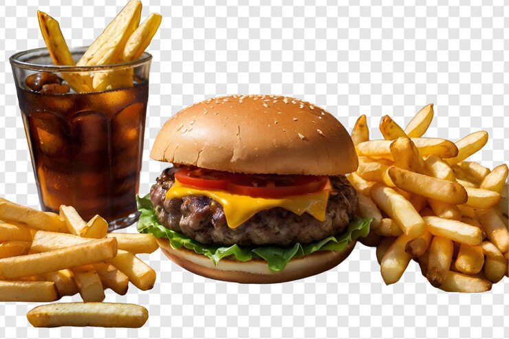 PSD burger isolé sur un fond transparent