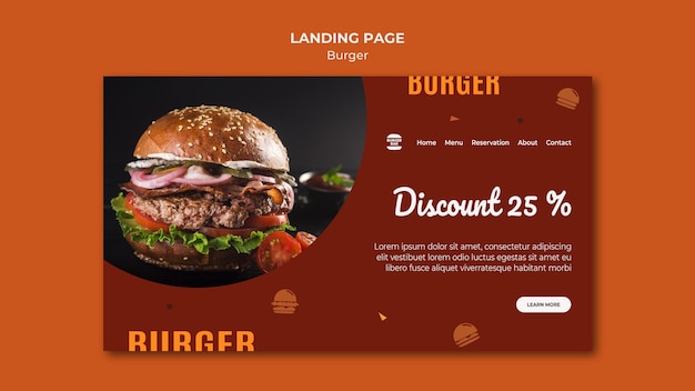 PSD burger landing page vorlage