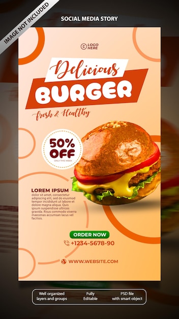 Burger mit cremefarbenem hintergrund, social-media-post-design